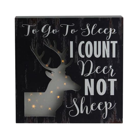 LED Lighted Fiber Optic Deer &#x22;To Go to Sleep I Count Deer Not Sheep&#x22; Wall Art Decoration